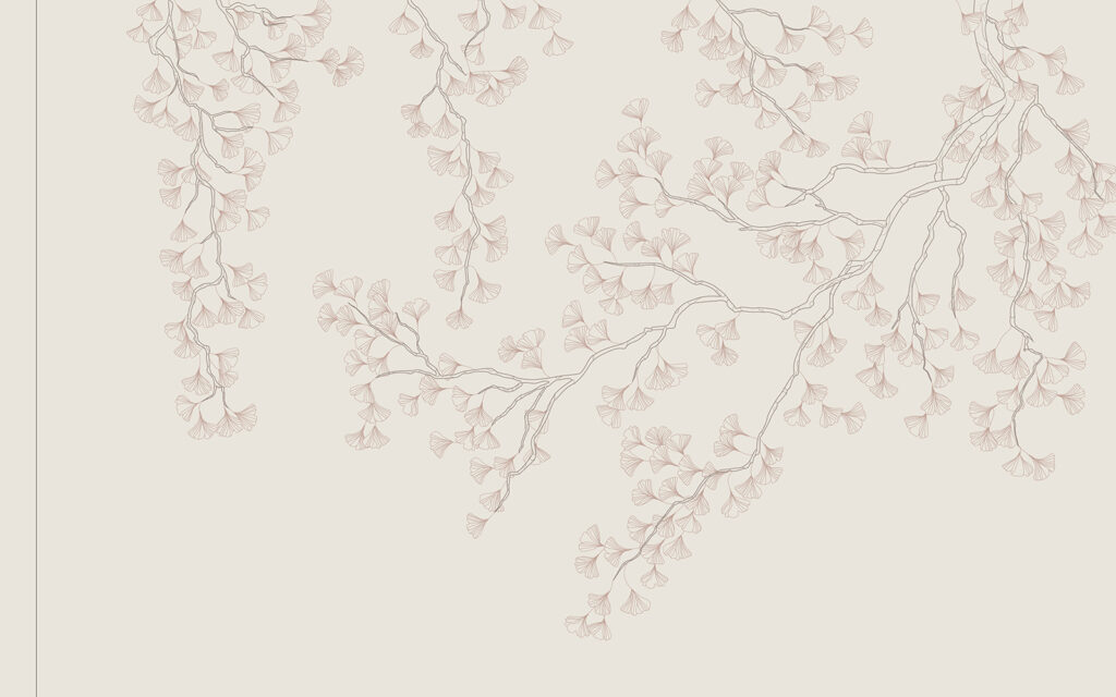 Flores pálidas no topo — design completo