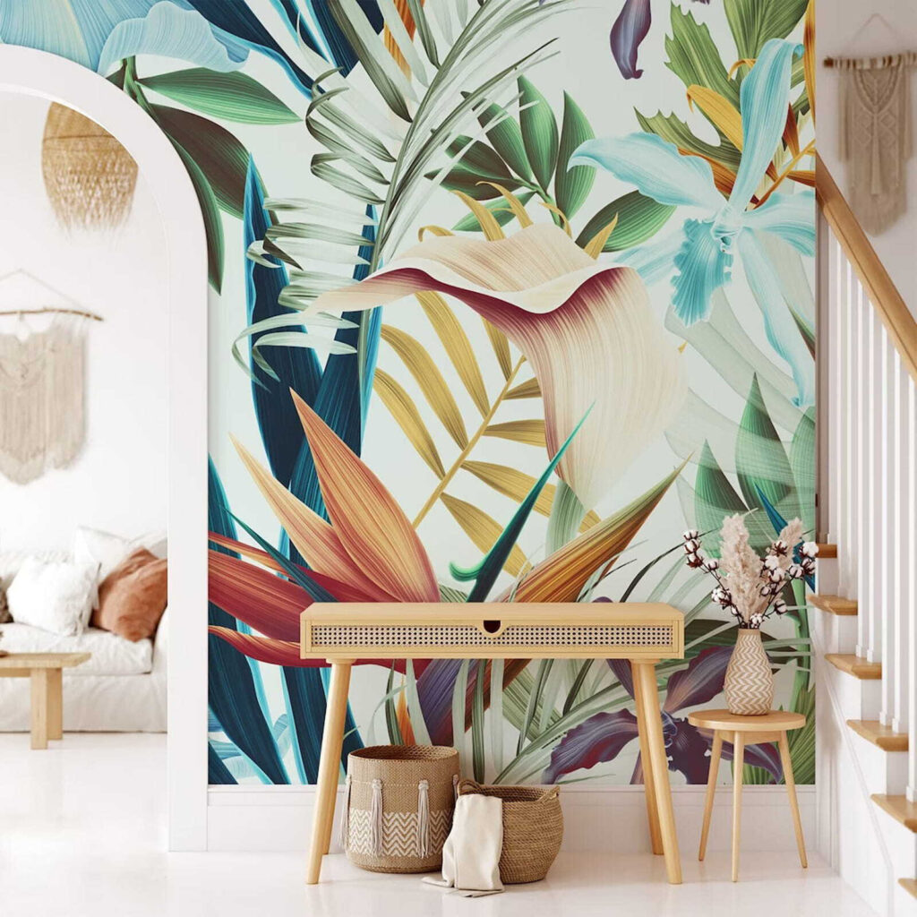 Flores-do-paraíso entre folhas — interior 1
