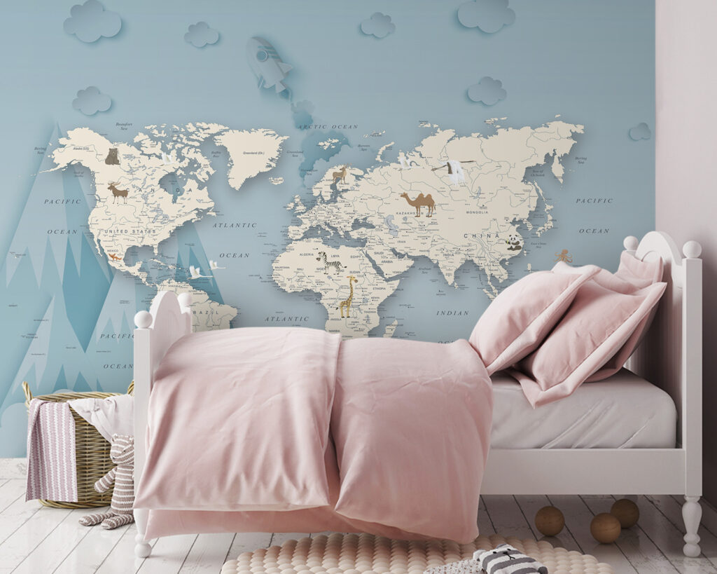 Mapa-mundo entre montanhas — interior 2