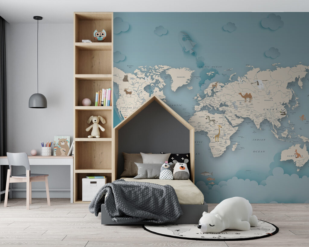 Mapa-mundo entre montanhas — interior 7