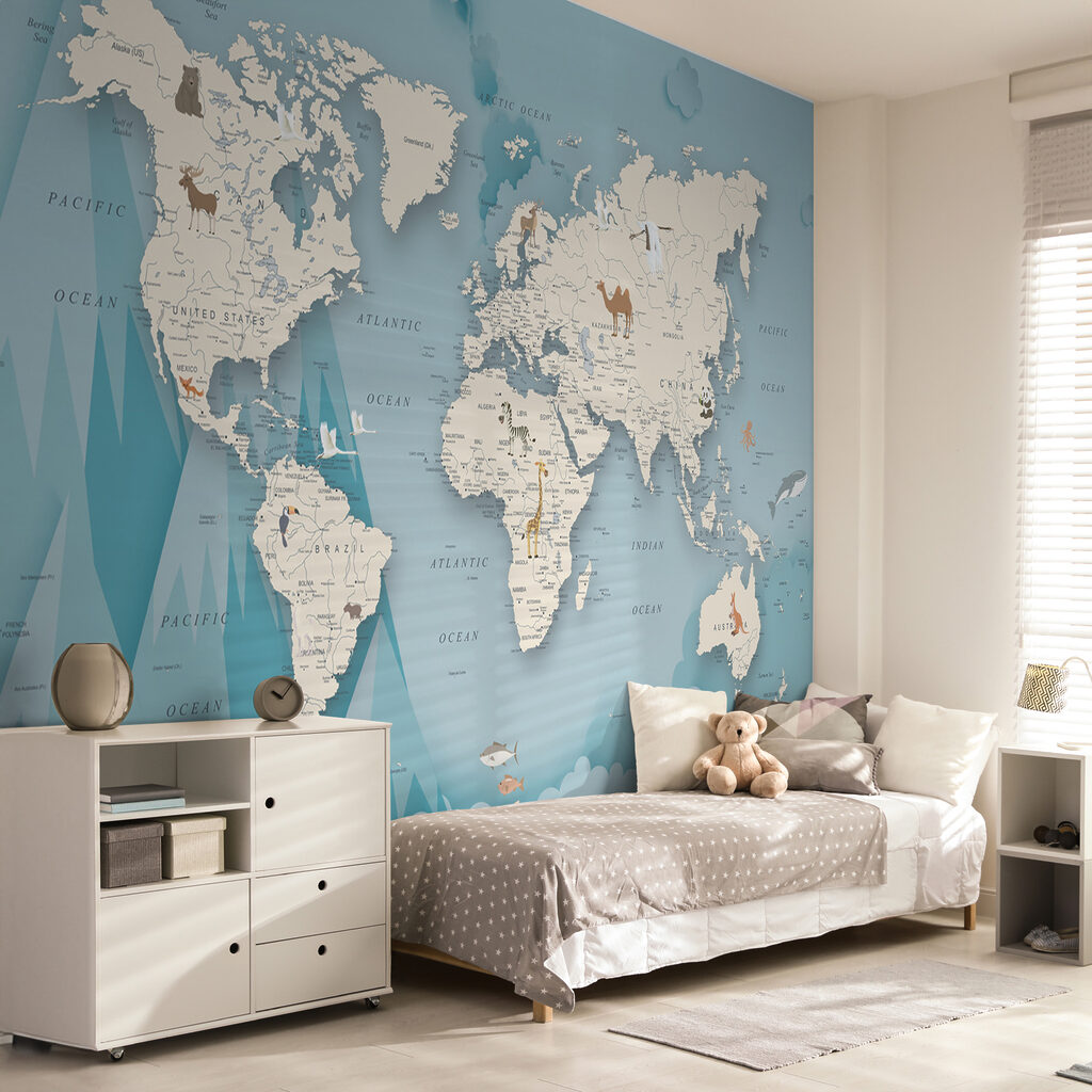 Mapa-mundo entre montanhas — interior 11