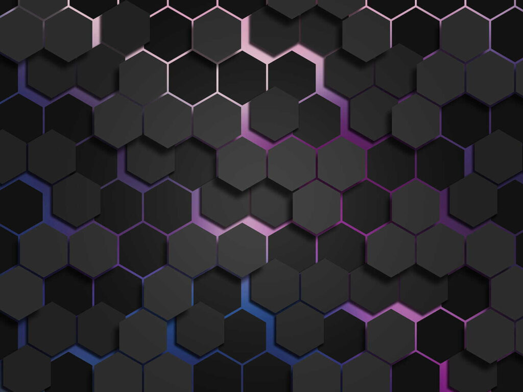Hexágonos escuros com luz — design completo