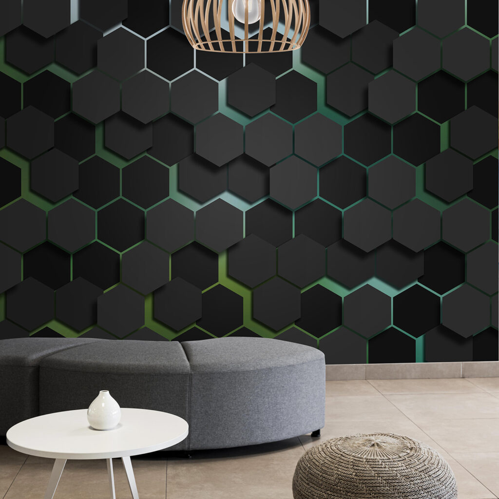 Hexágonos escuros com luz — interior 1