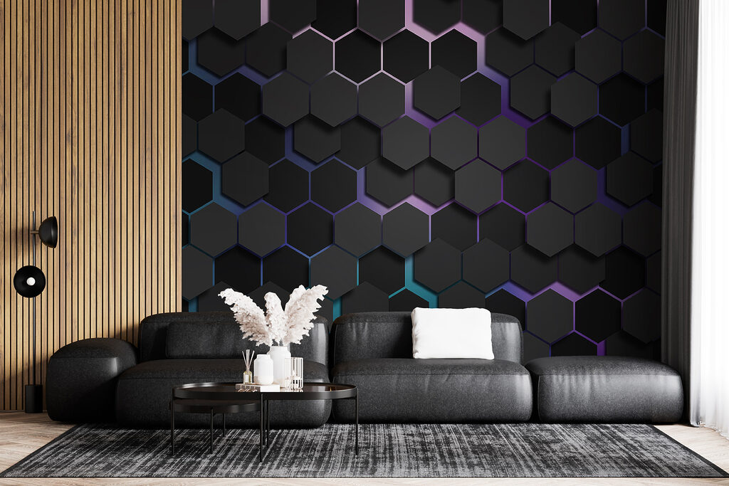 Hexágonos escuros com luz — interior 2