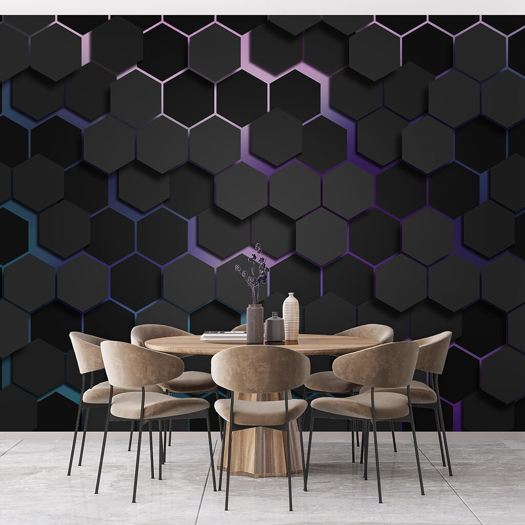 Hexágonos escuros com luz — interior 3