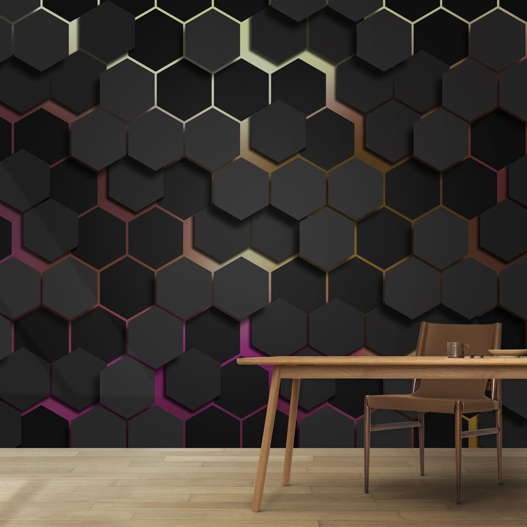 Hexágonos escuros com luz — interior 1