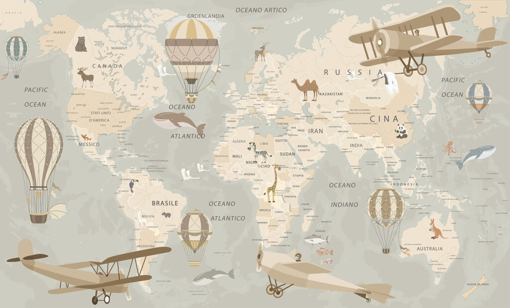 Aviões sobre mapa pálido — design completo