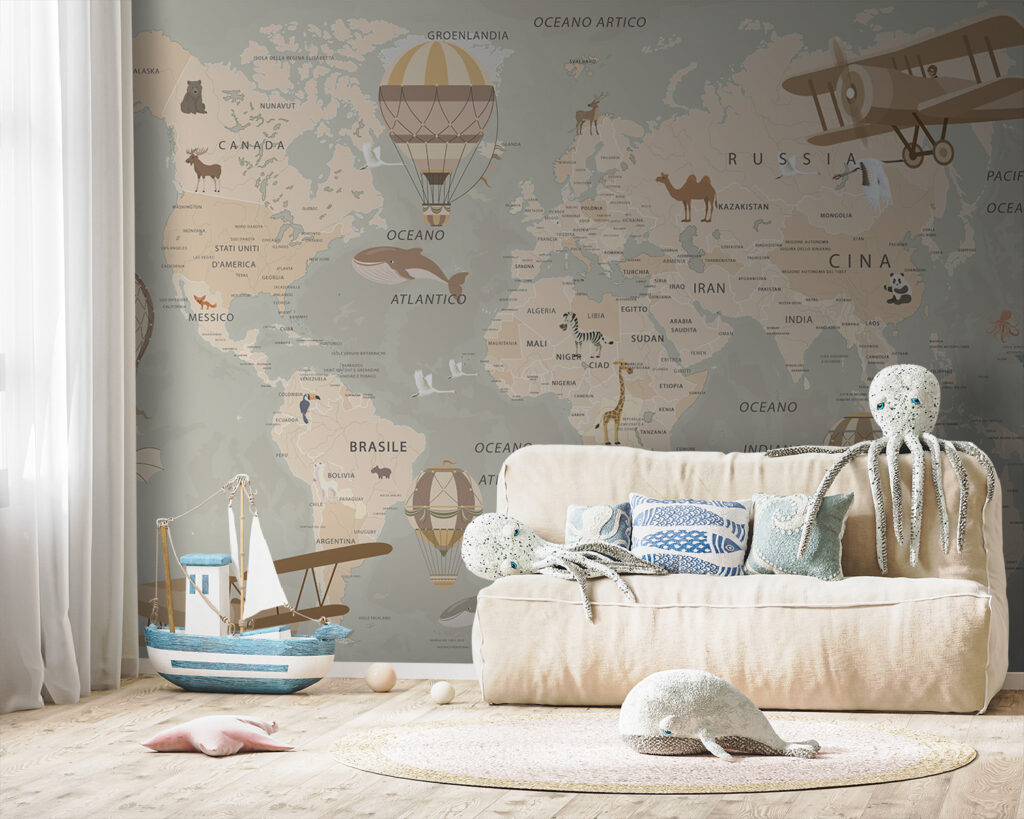 Aviões sobre mapa pálido — interior 1