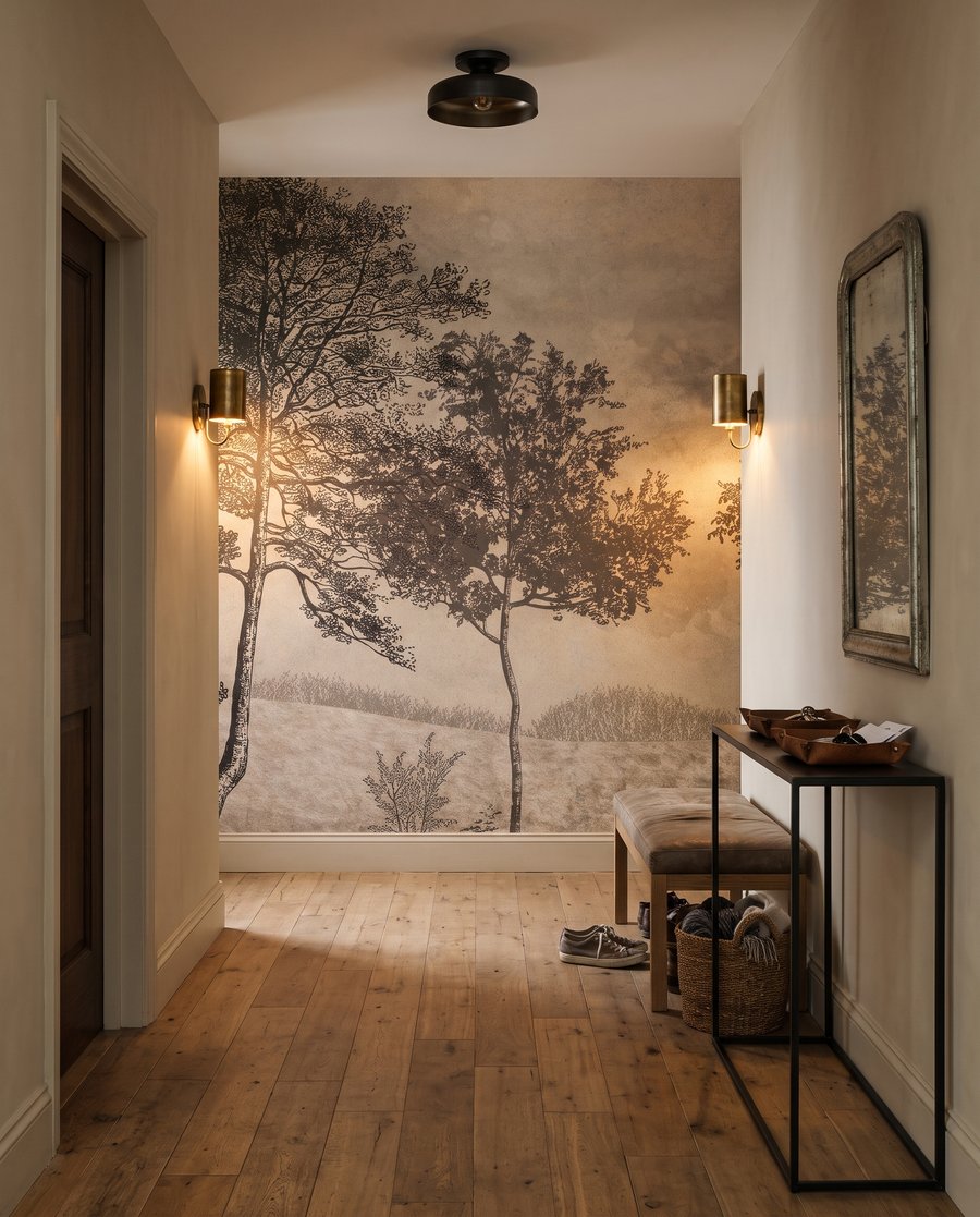 Paisagem de traços finos num interior