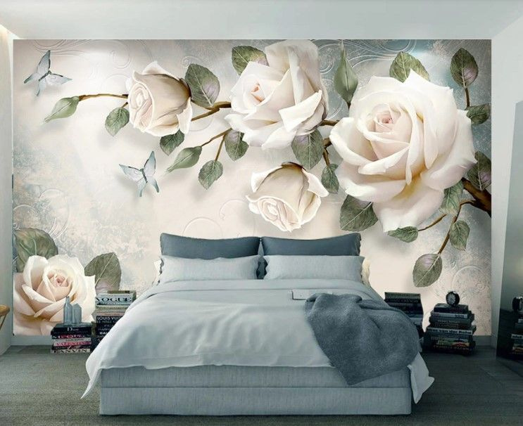 Rosas brancas com borboletas — interior 1