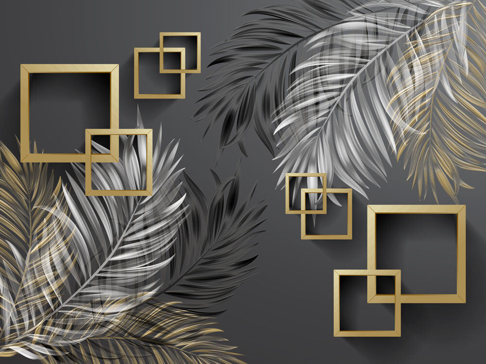 Folhas e quadrados dourados — design completo