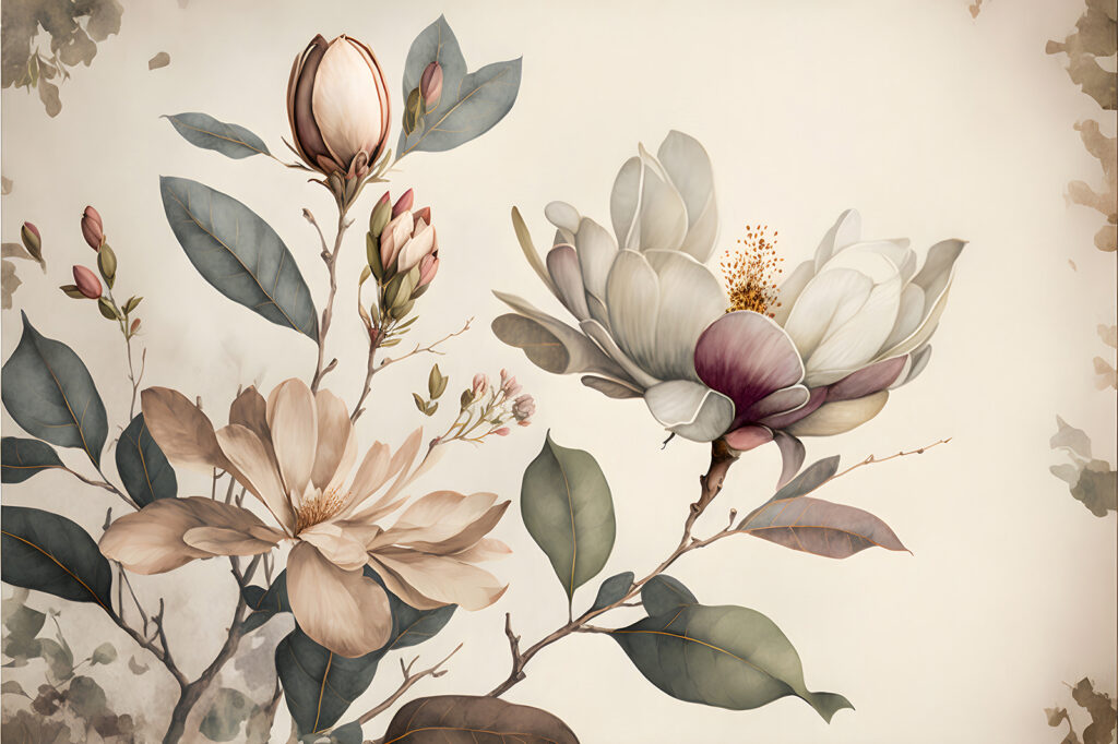 Flores em ramos aguarelados — design completo