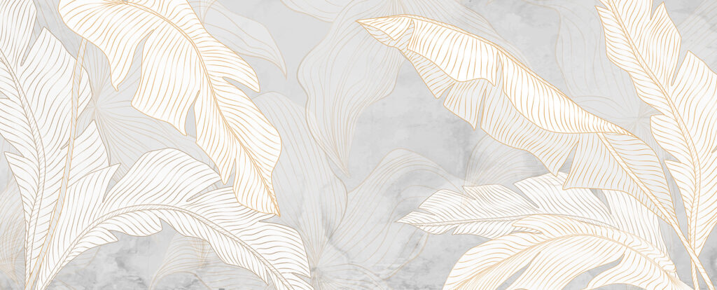 Folhas brancas e douradas — design completo