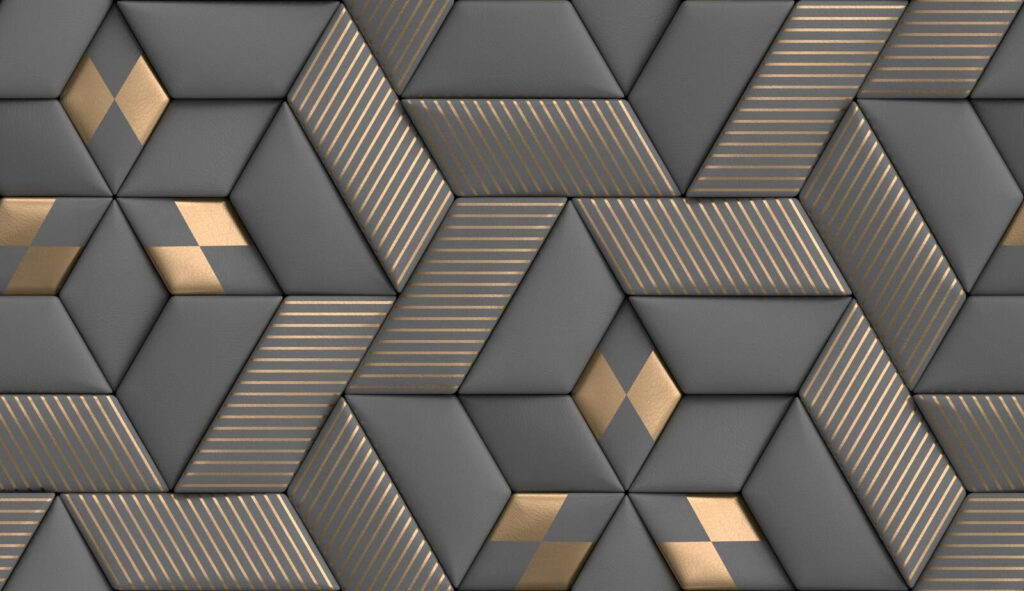 Cubos escuros com nervuras — design completo