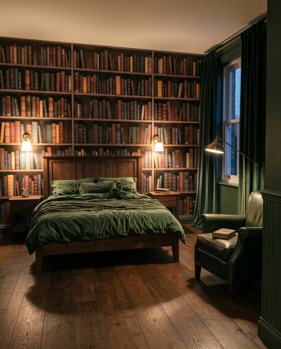 Livros em cantos silenciosos num interior