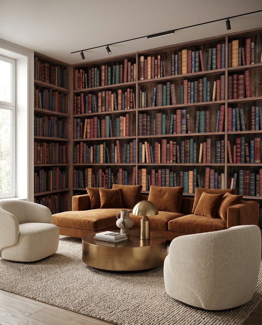 Livros em cantos silenciosos num interior