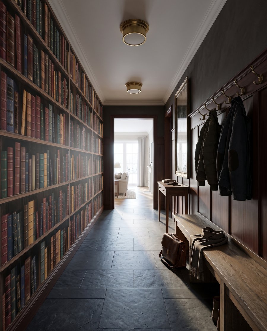 Livros em cantos silenciosos num interior
