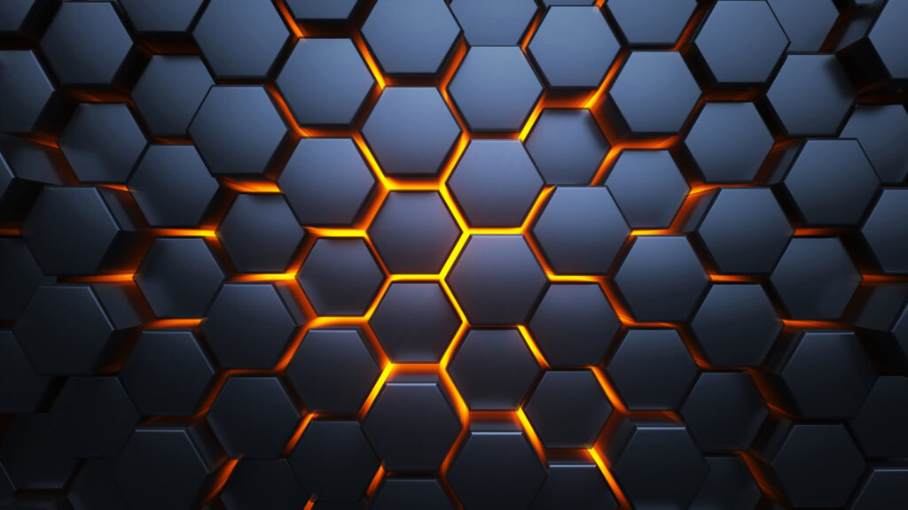 Brilho entre hexágonos — design completo