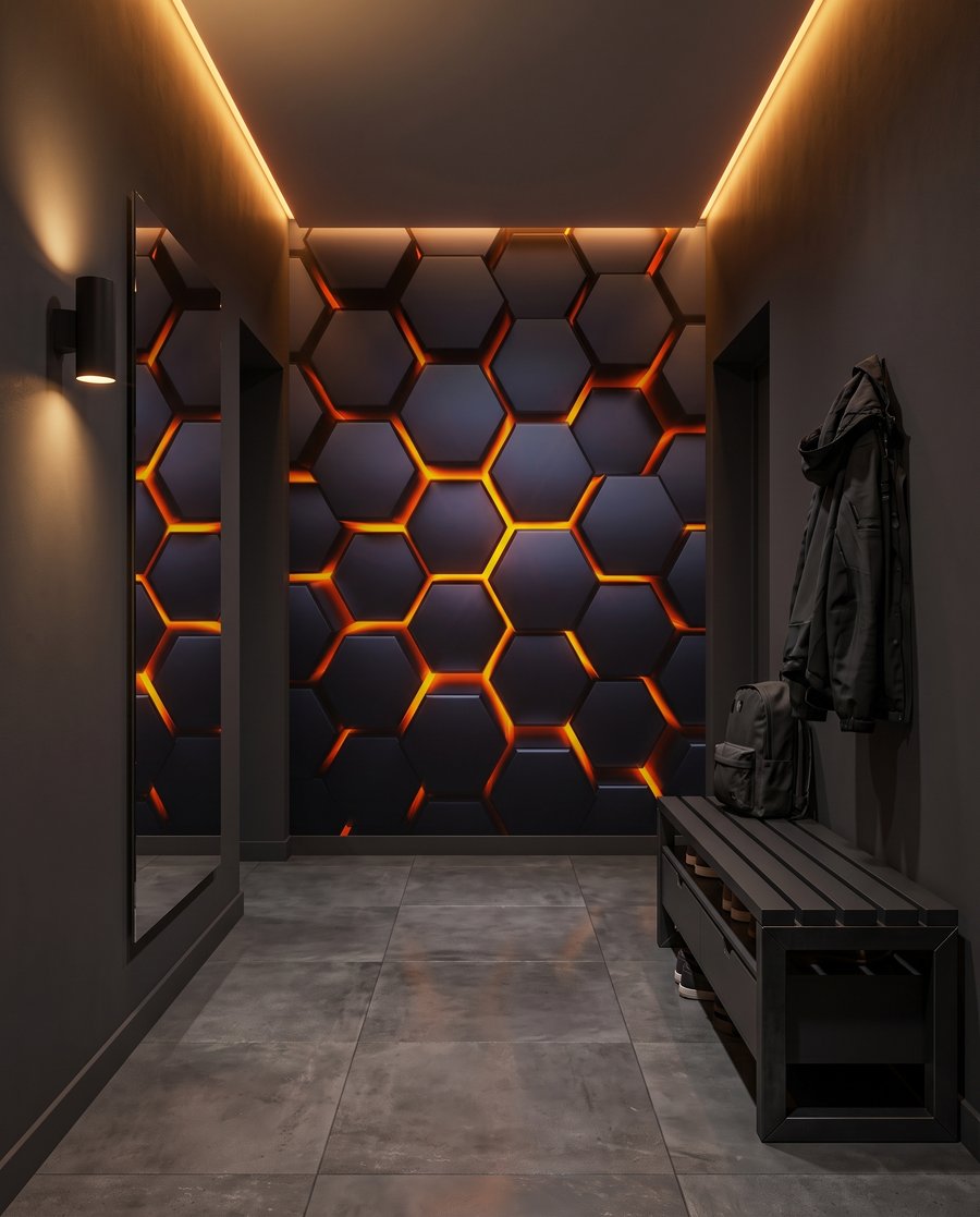 Brilho entre hexágonos — interior 4
