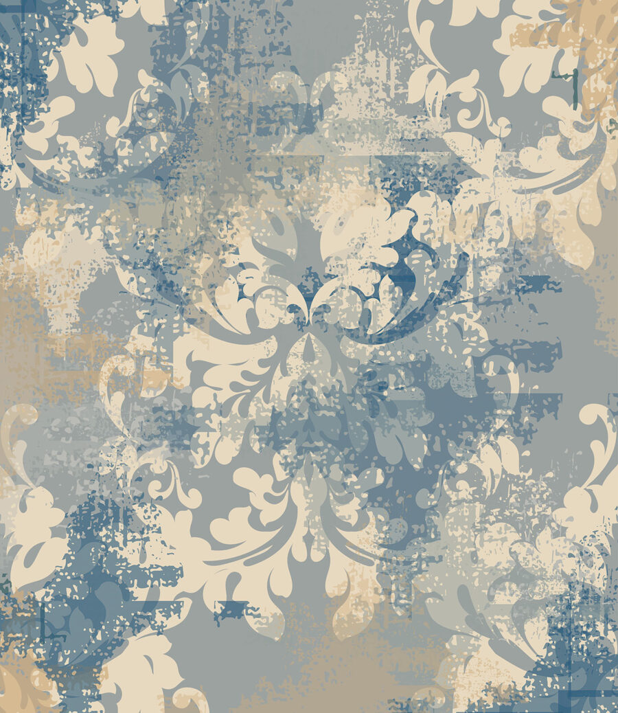 Ornamentos gastos em azul-acinzentado — design completo