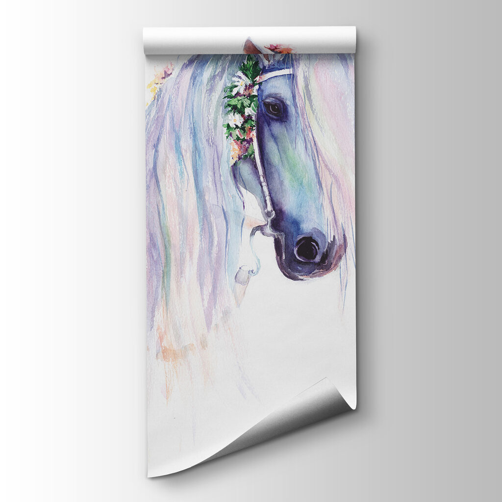 Cavalo branco com flores — vista do produto