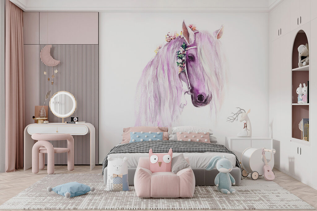 Cavalo branco com flores — interior 3