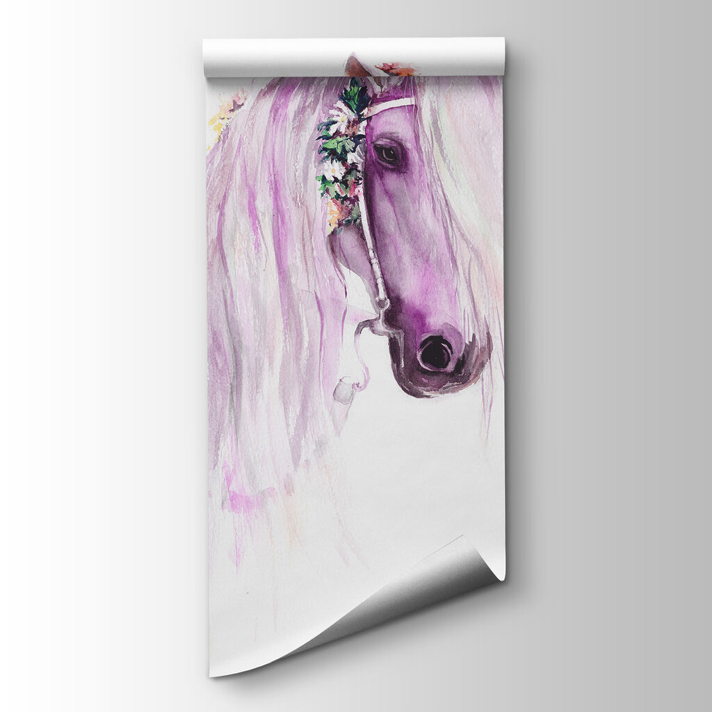 Cavalo branco com flores — vista do produto