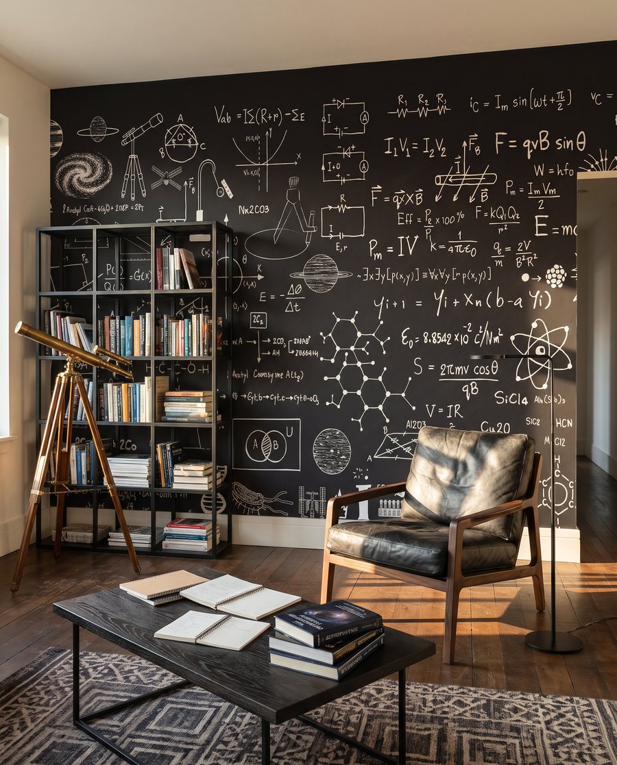 Fórmulas e gráficos num interior