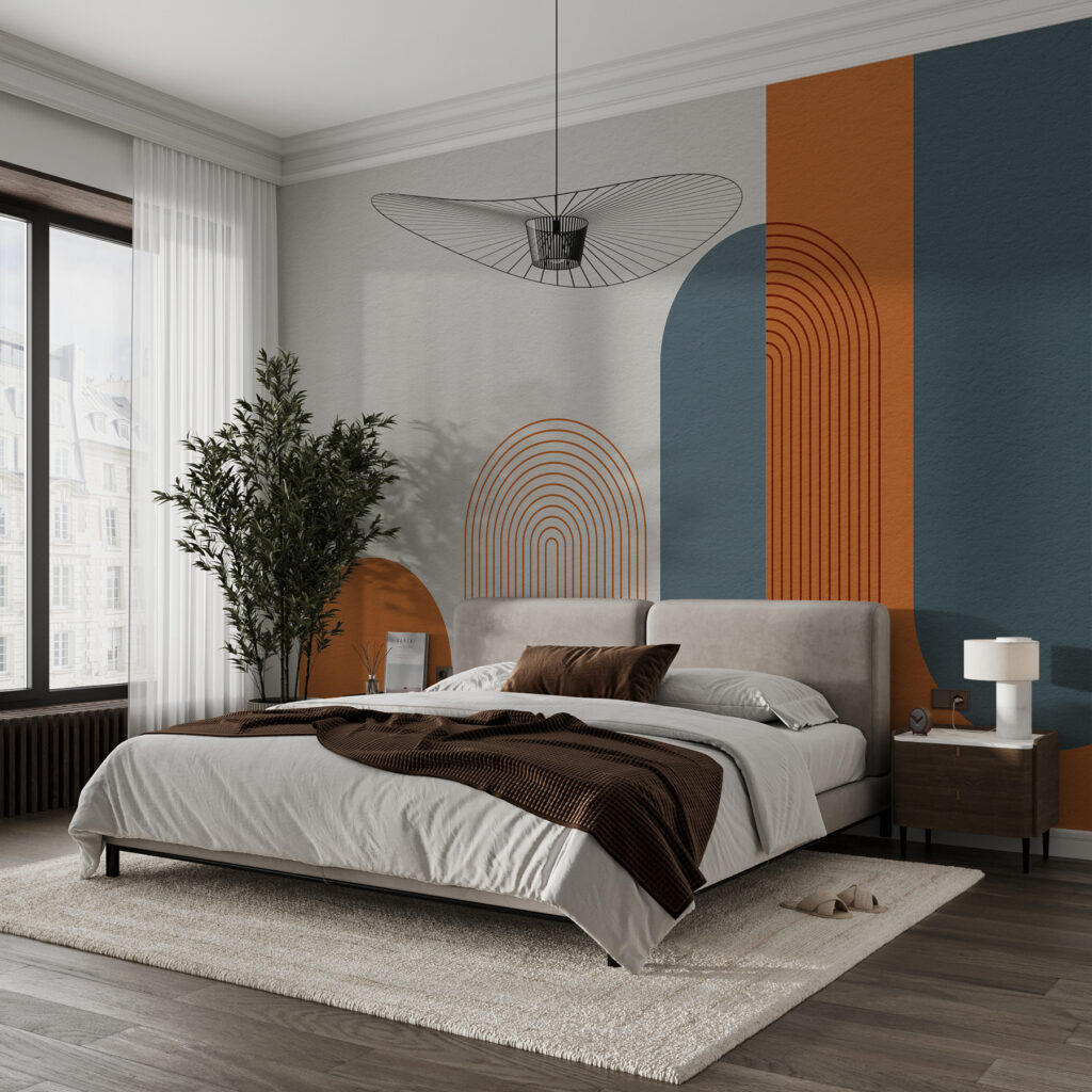 Arcos quentes sobre azul — interior 2
