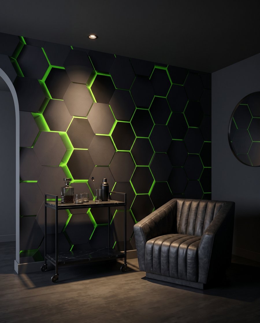 Luz em hexágonos — interior 6