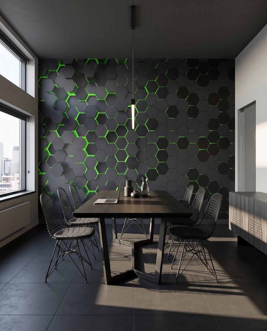 Luz em hexágonos — interior 8