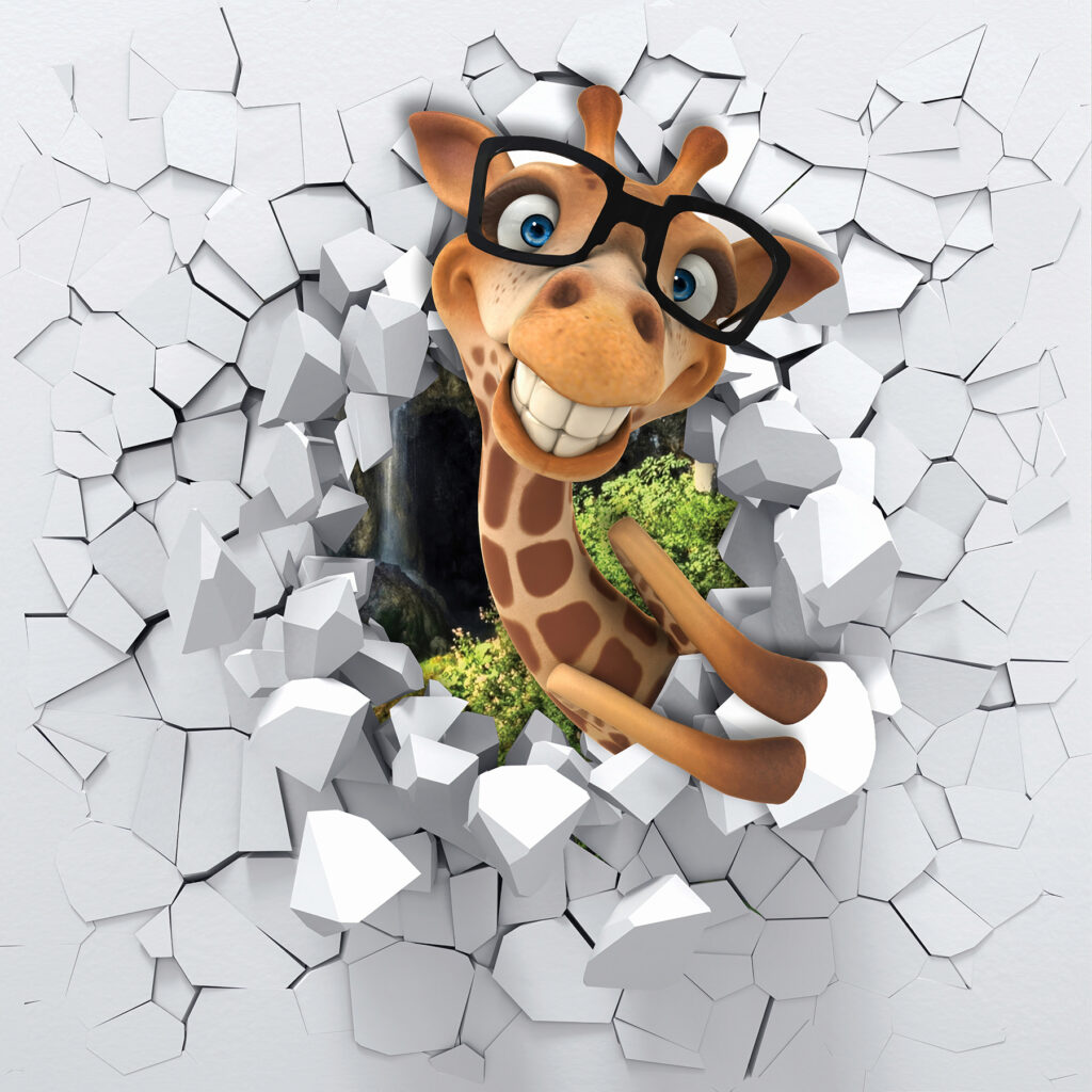 Girafa de óculos — design completo