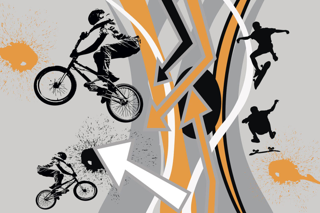 Desporto urbano em laranja — design completo
