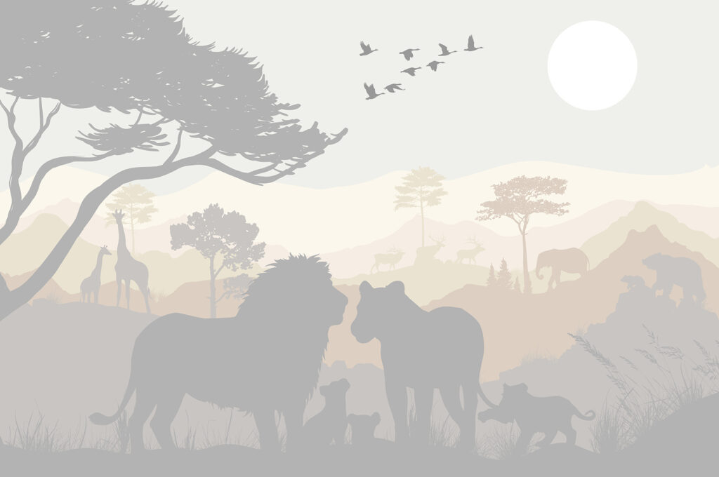 Leões na savana — design completo