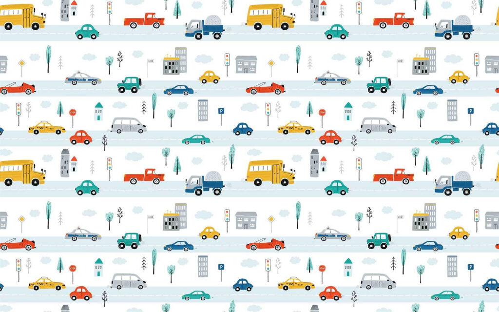 Carros pequenos em fila — design completo