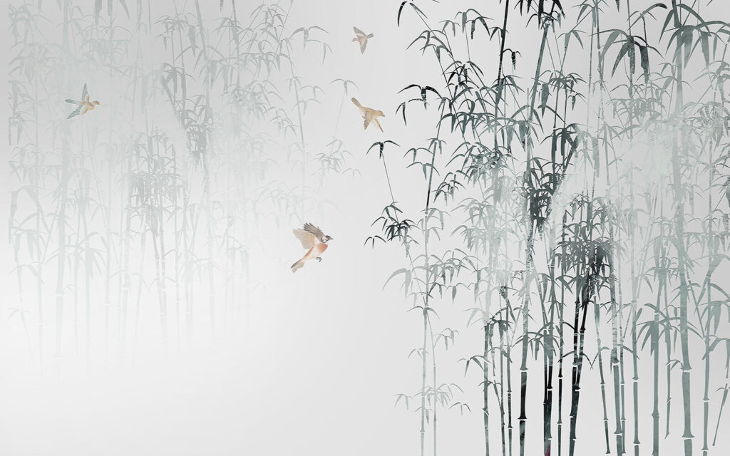 Aves entre bambus — design completo