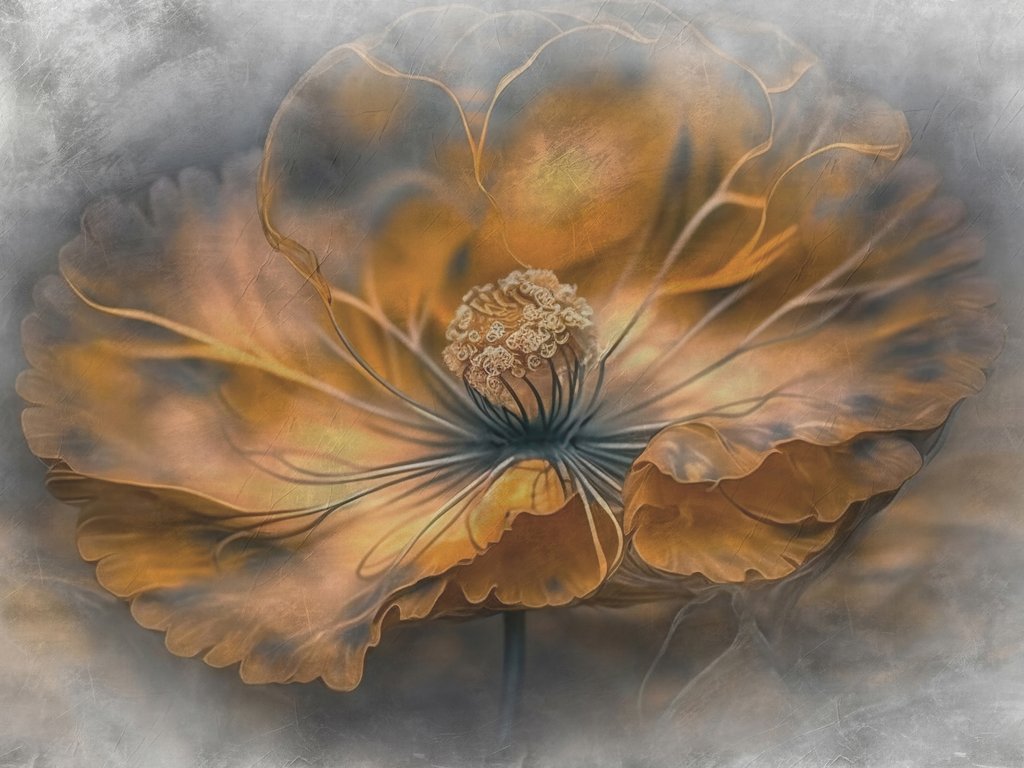 Flor em luz âmbar — design completo