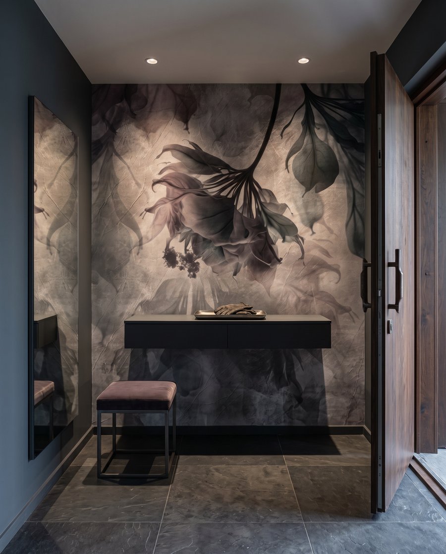 Folhas pendentes em névoa — interior 4
