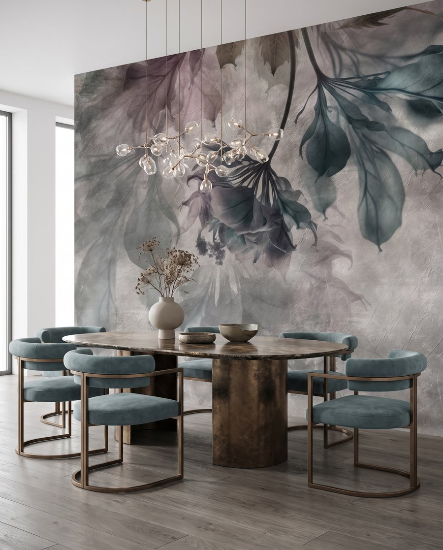 Folhas pendentes em névoa — interior 5