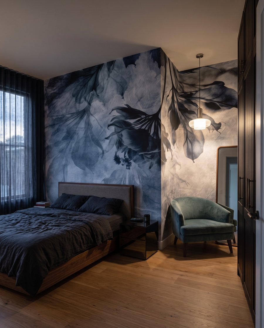 Folhas pendentes em névoa — interior 1
