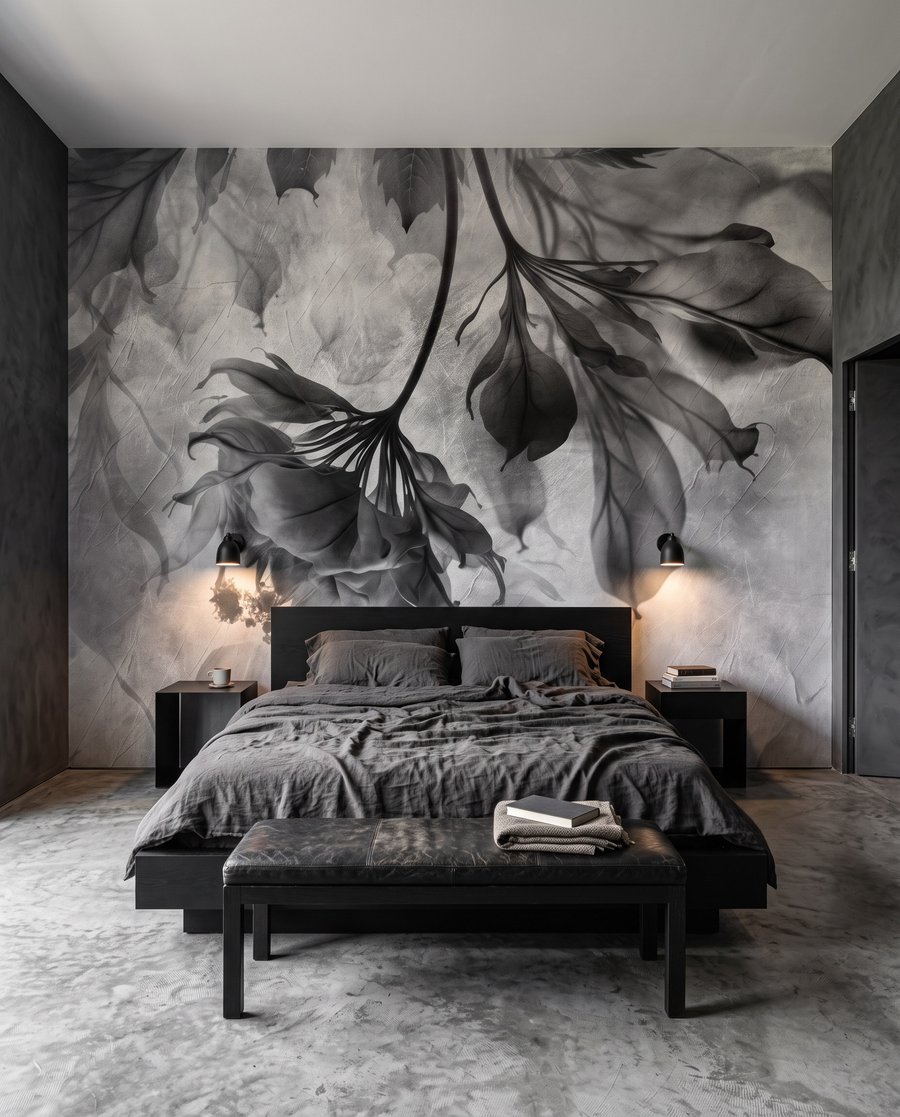 Folhas pendentes em névoa — interior 1