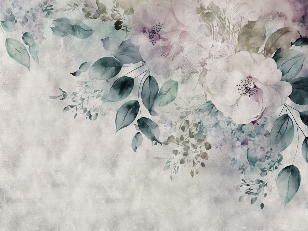 Ramo florido em névoa — design completo