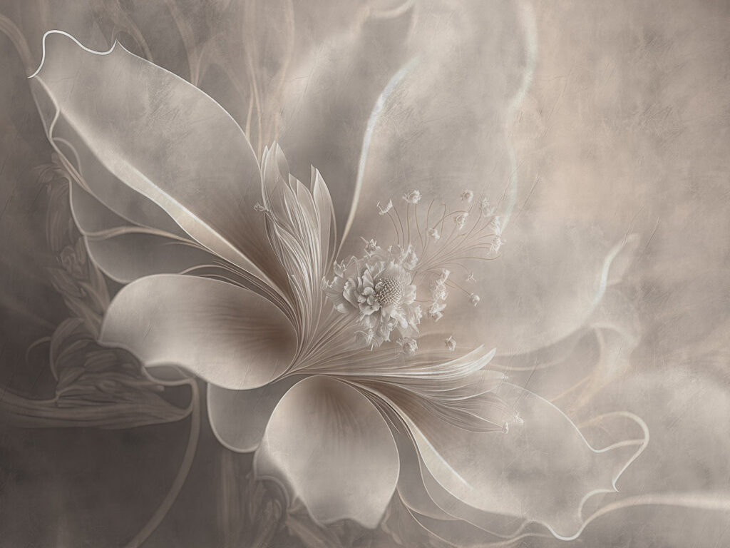 Flor em véu claro — design completo