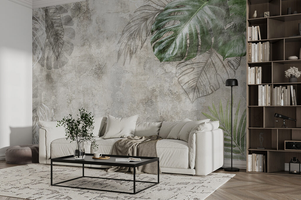 Folhas sobre paredes gastas — interior 4