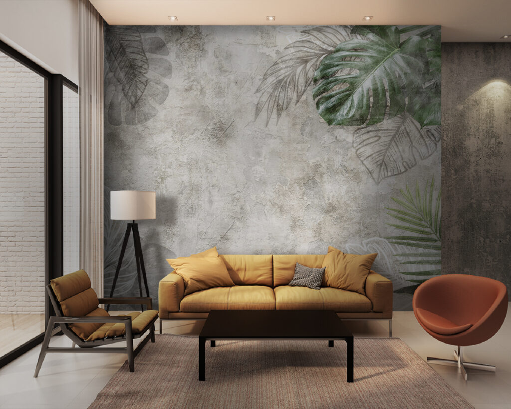 Folhas sobre paredes gastas — interior 2