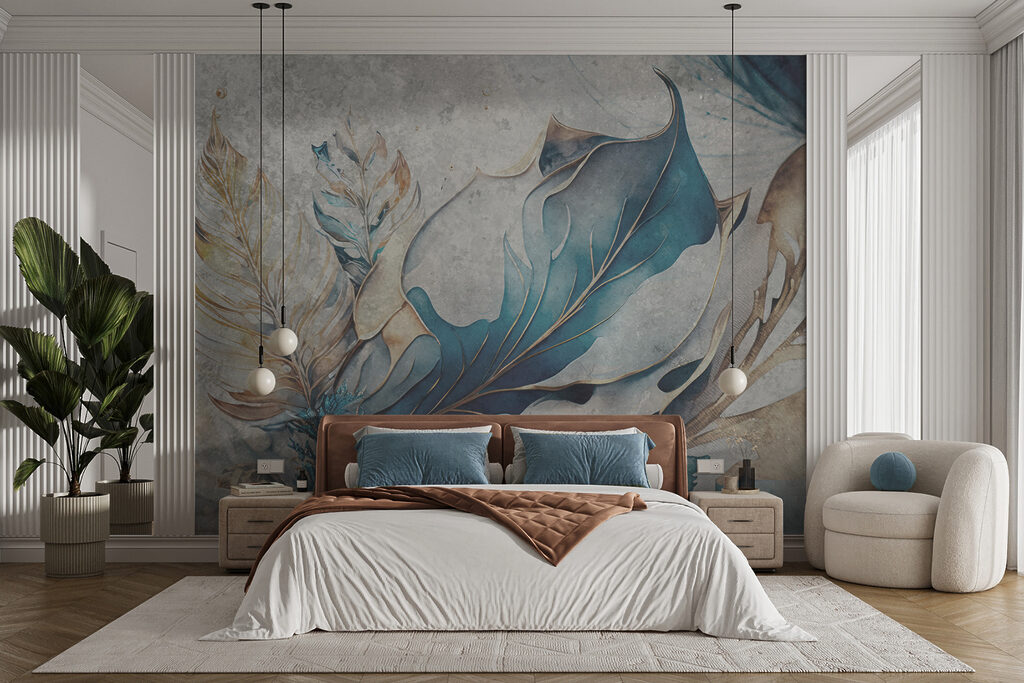 Folhas azuis em linhas — interior 4