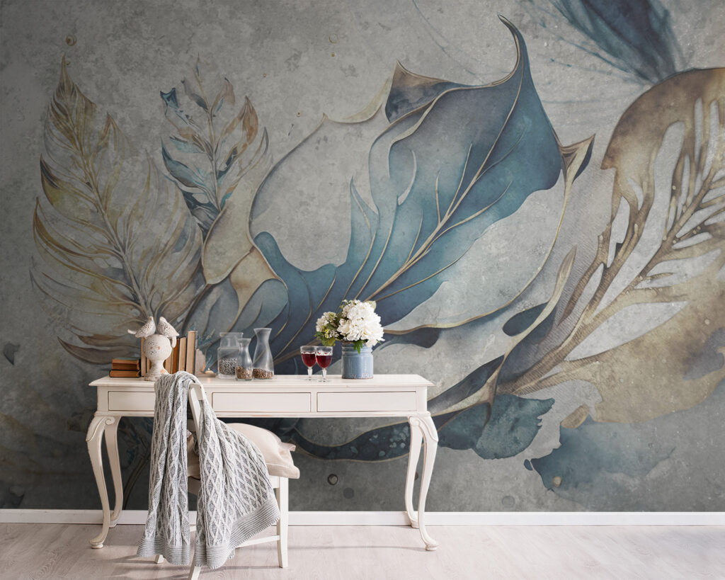 Folhas azuis em linhas — interior 2