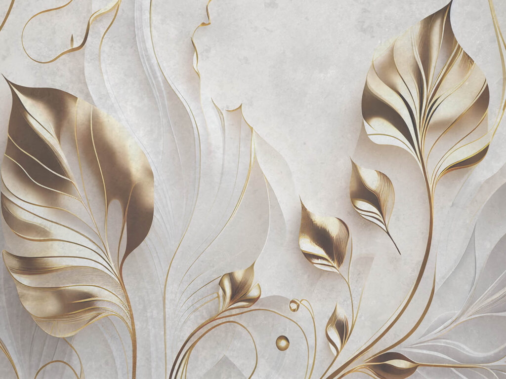 Folhas longas douradas — design completo