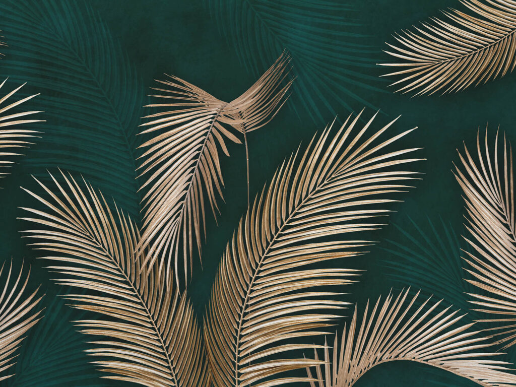 Palmas douradas em verde — design completo