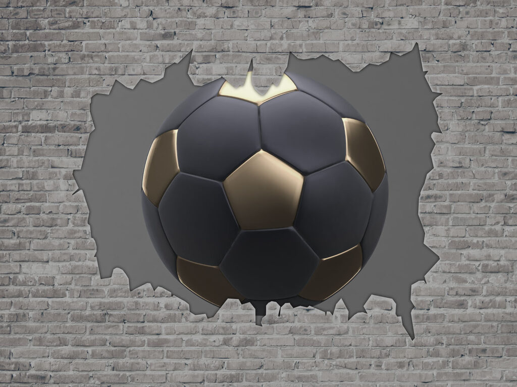Bola escura no tijolo — design completo